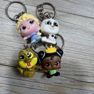 4 Disney Doorables  Frozen, Tiana Keychains Homemade